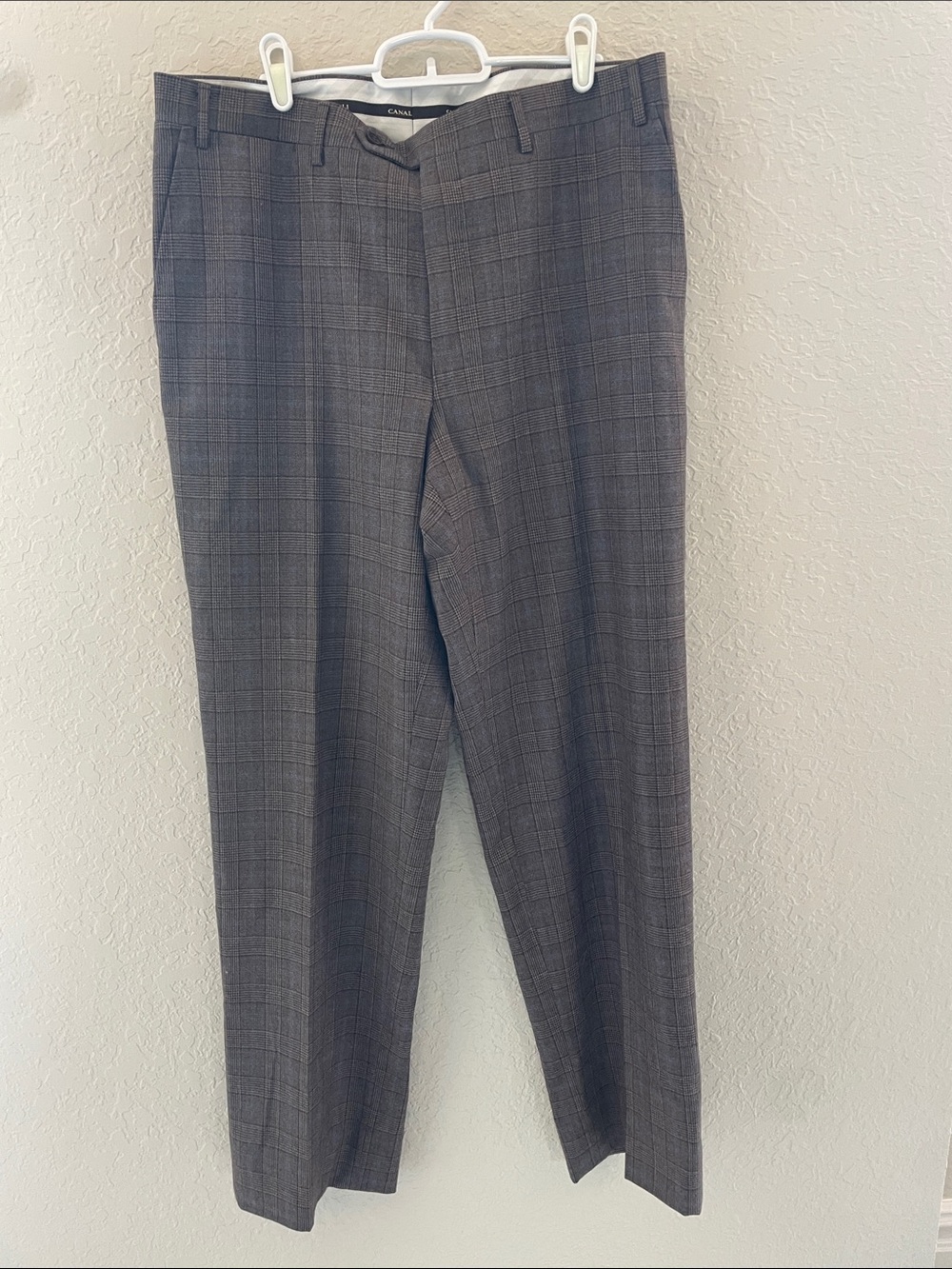 Canali Gray Plaid Dress Pants